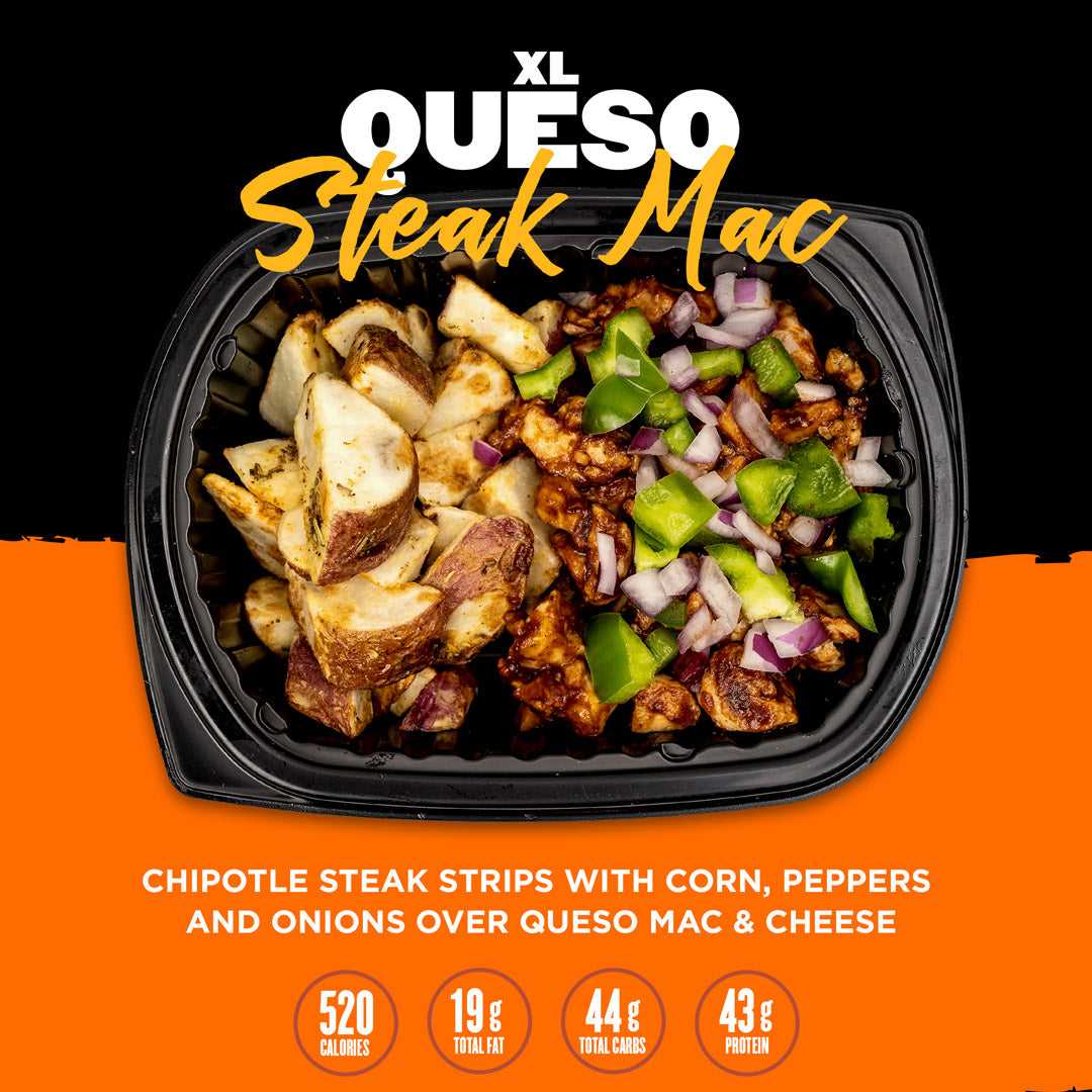 Clean Eatz Kitchen High Protein Weight Gain Meal Delivery Extra Protein Queso Steak Mac